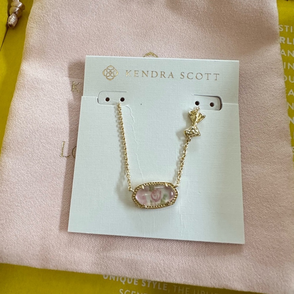 🎀Kendra Scott x LoveShackFancy 🎀 Elisa in Marie Pink Heirloom new with bag - Picture 3 of 15